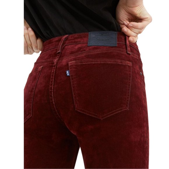 Levi's 721 Made & Crafted High Rise Velvet Jeans in Burgundy - LIKE NEW - Picture 5 of 9